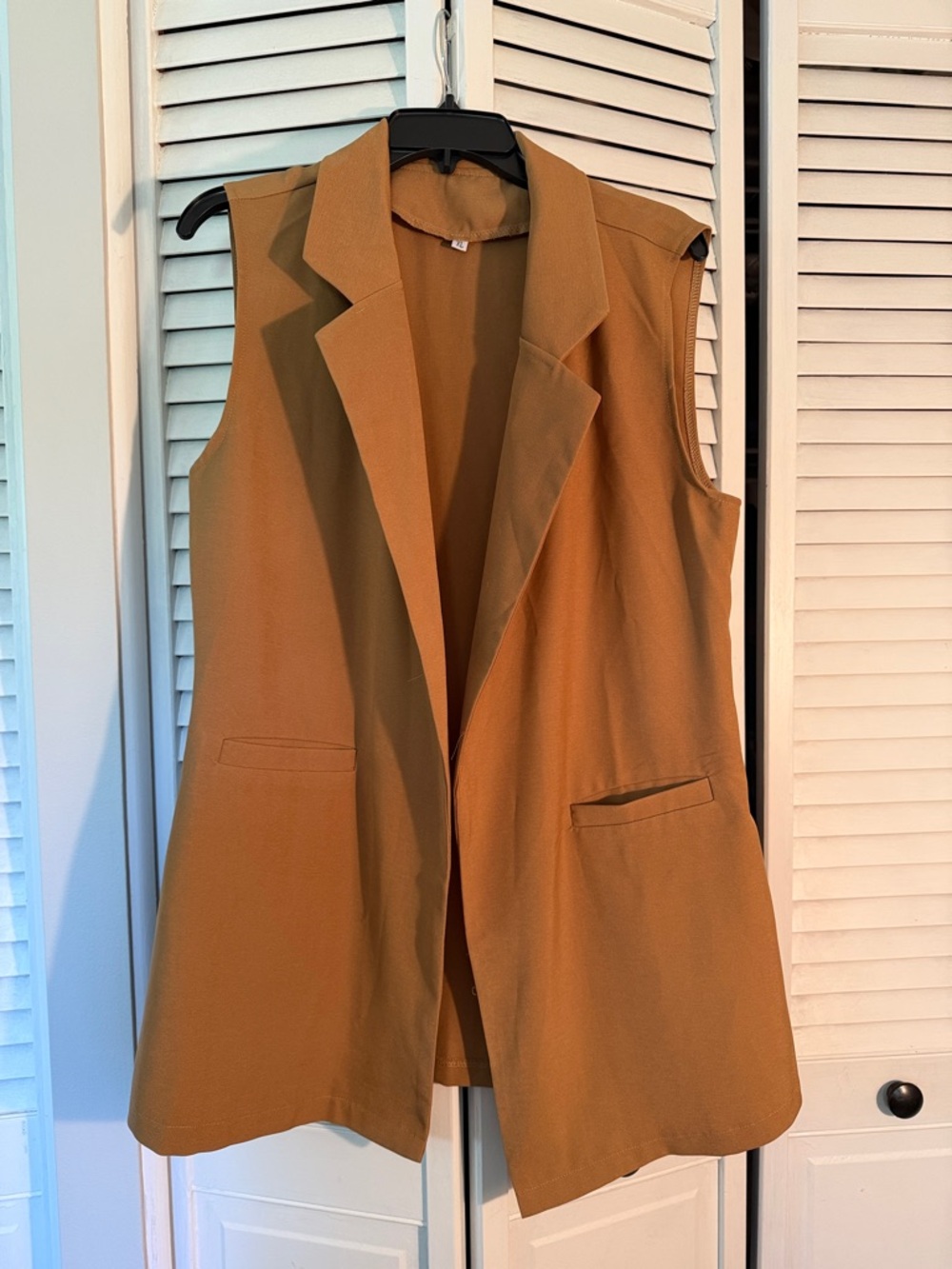 Sleeveless Tailored Vest in Tan by